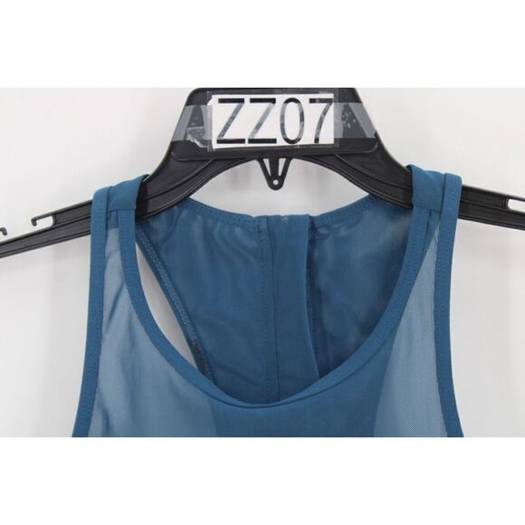 ZYIA Active Sports Bra XS Blue All Star Zip Back One More Rep Mesh Panel Padded - Picture 2 of 9